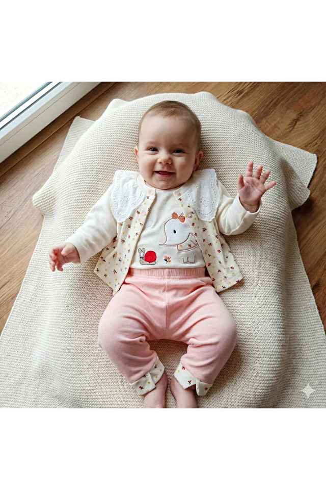 Babyım 2109 Fıl Nakıslı Ceketlı 3lu Takım